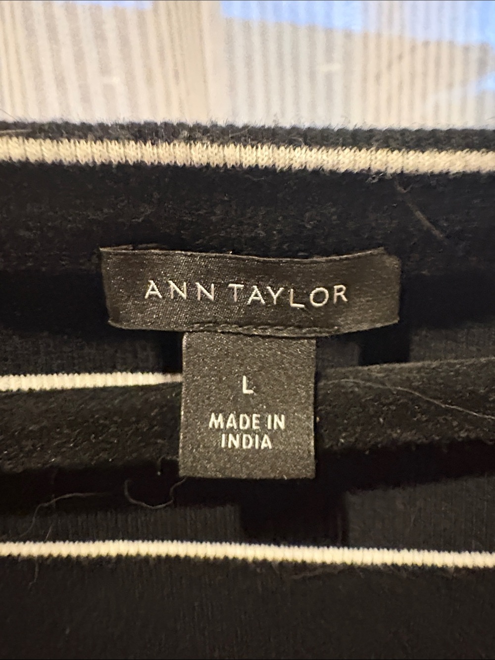 Ann Taylor Black and White Striped Knit Tank with Gold Buttons - Picture 2 of 3